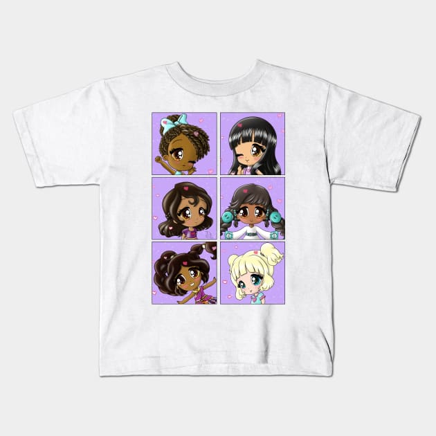 Diverse Girls Chibi Kids T-Shirt by treasured-gift